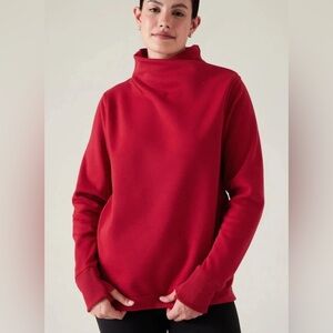 Athleta Red Cozy Karma Twist Neck Sweatshirt